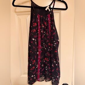 Joie Black and Red Floral A-Line Top